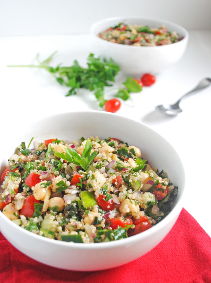 Chunky Chickpea Quinoa Tabbouleh | Emilie Eats