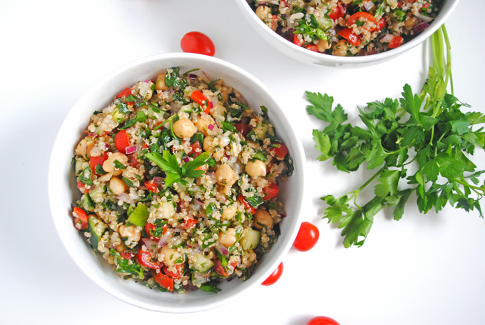 Chunky Chickpea Quinoa Tabbouleh | Emilie Eats