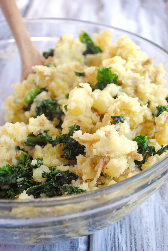 Make these creamy, delicious Vegan Mashed Potatoes for your next dinner party! Garlicky kale packs serious nutrition into this comforting side dish.