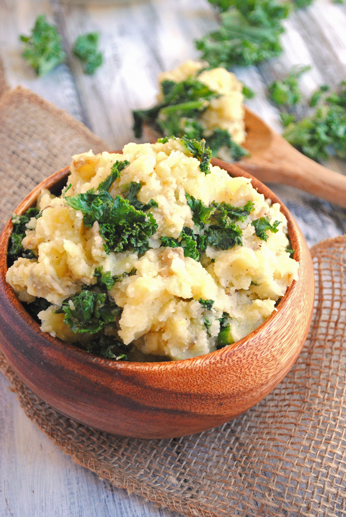 Make these creamy, delicious Vegan Mashed Potatoes for your next dinner party! Garlicky kale packs serious nutrition into this comforting side dish.