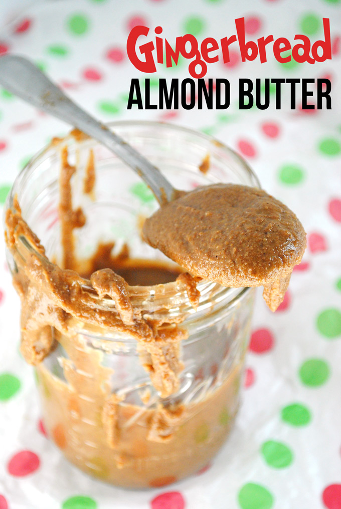 Creamy, dreamy, with the perfect amount of delicious wintry spices, this easy Homemade Gingerbread Almond Butter tastes just like the cookie!