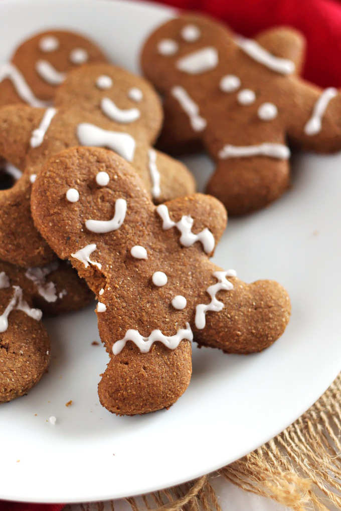 These adorable Vegan Gingerbread Cookies have that classic gingerbread spice and hint of sweetness, but they're whole wheat and made with real ingredients!