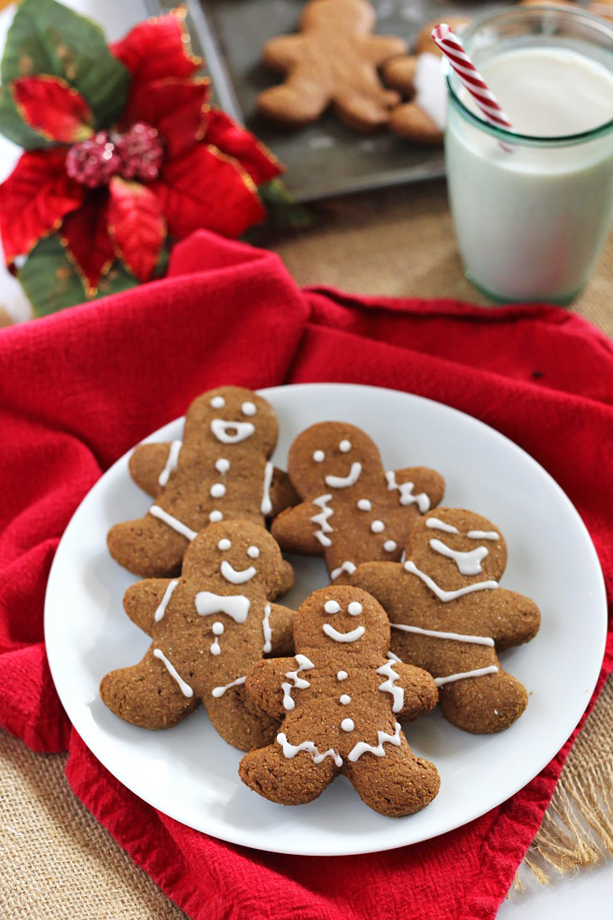 These adorable Vegan Gingerbread Cookies have that classic gingerbread spice and hint of sweetness, but they're whole wheat and made with real ingredients!