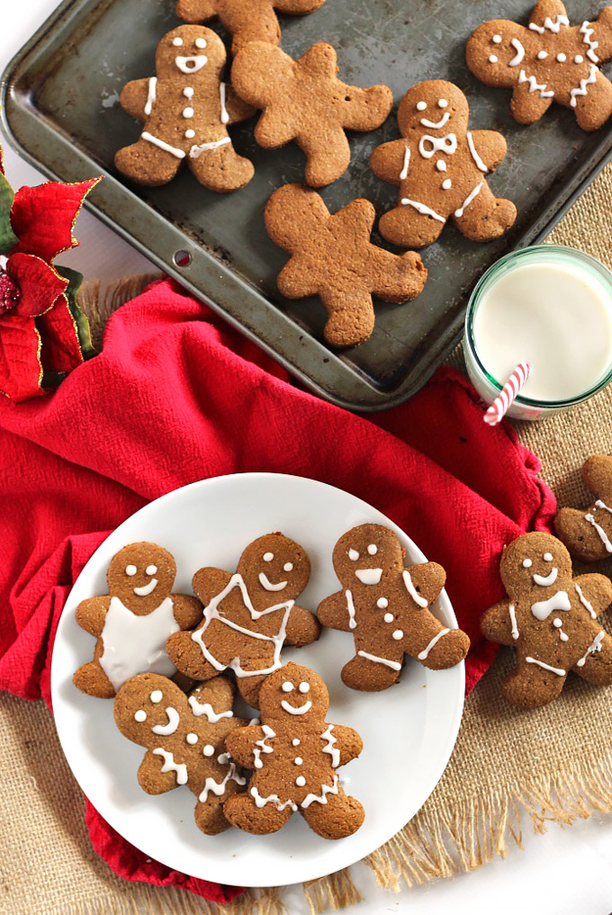 These adorable Vegan Gingerbread Cookies have that classic gingerbread spice and hint of sweetness, but they're whole wheat and made with real ingredients!