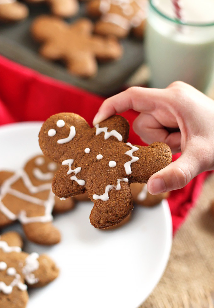 These adorable Vegan Gingerbread Cookies have that classic gingerbread spice and hint of sweetness, but they're whole wheat and made with real ingredients!