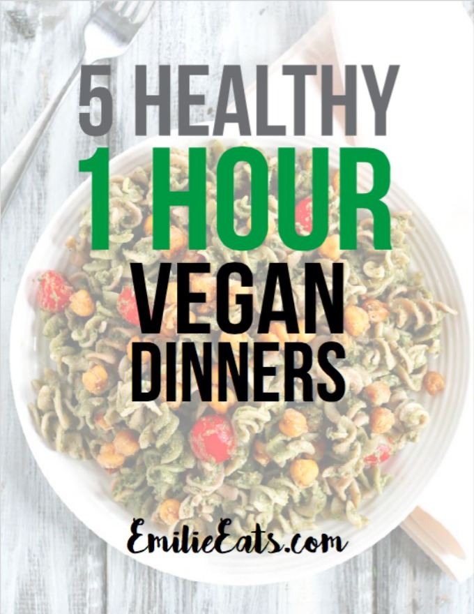 Looking for easy dinners that are done in 1 hour or less? These 5 vegan dinners won't keep you in the kitchen all night, plus they're healthy and delicious!