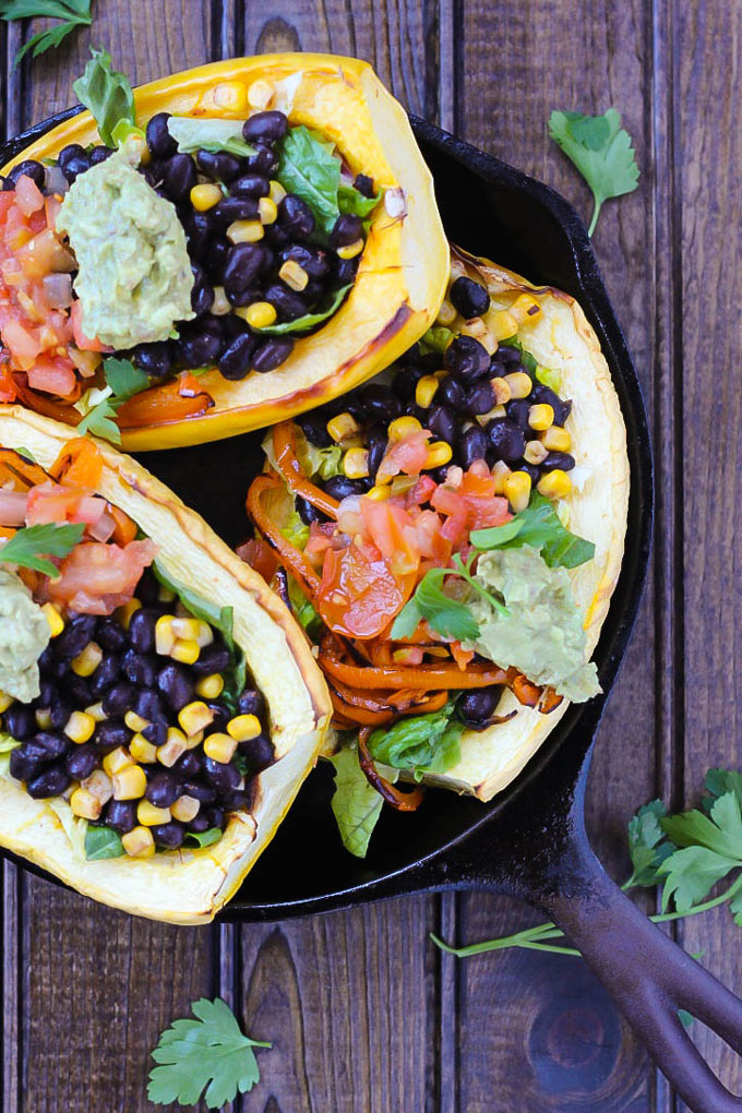 Skip Chipotle and have a Spaghetti Squash Burrito Bowl instead! They're loaded with vegetables and savory Mexican flavor. Ready in less than an hour!