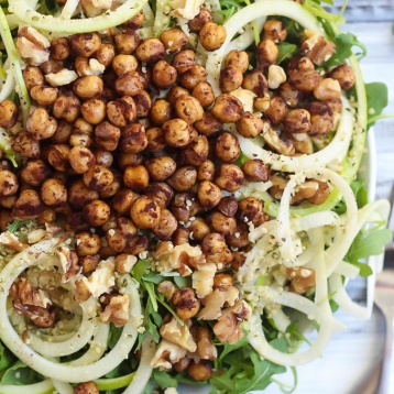 The natural sweetness of apple and cinnamon perfectly complement peppery arugula in this fresh Apple Arugula Salad. The chickpeas add a delicious crunch!