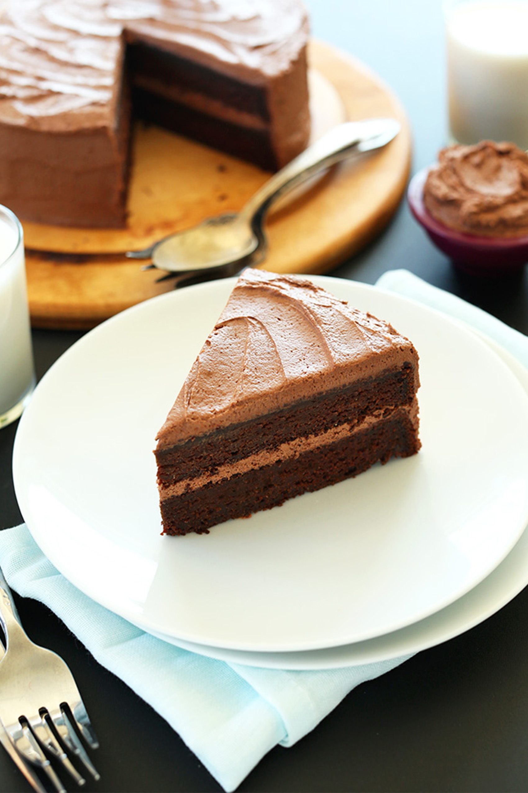 a classic slice of vegan chocolate cake