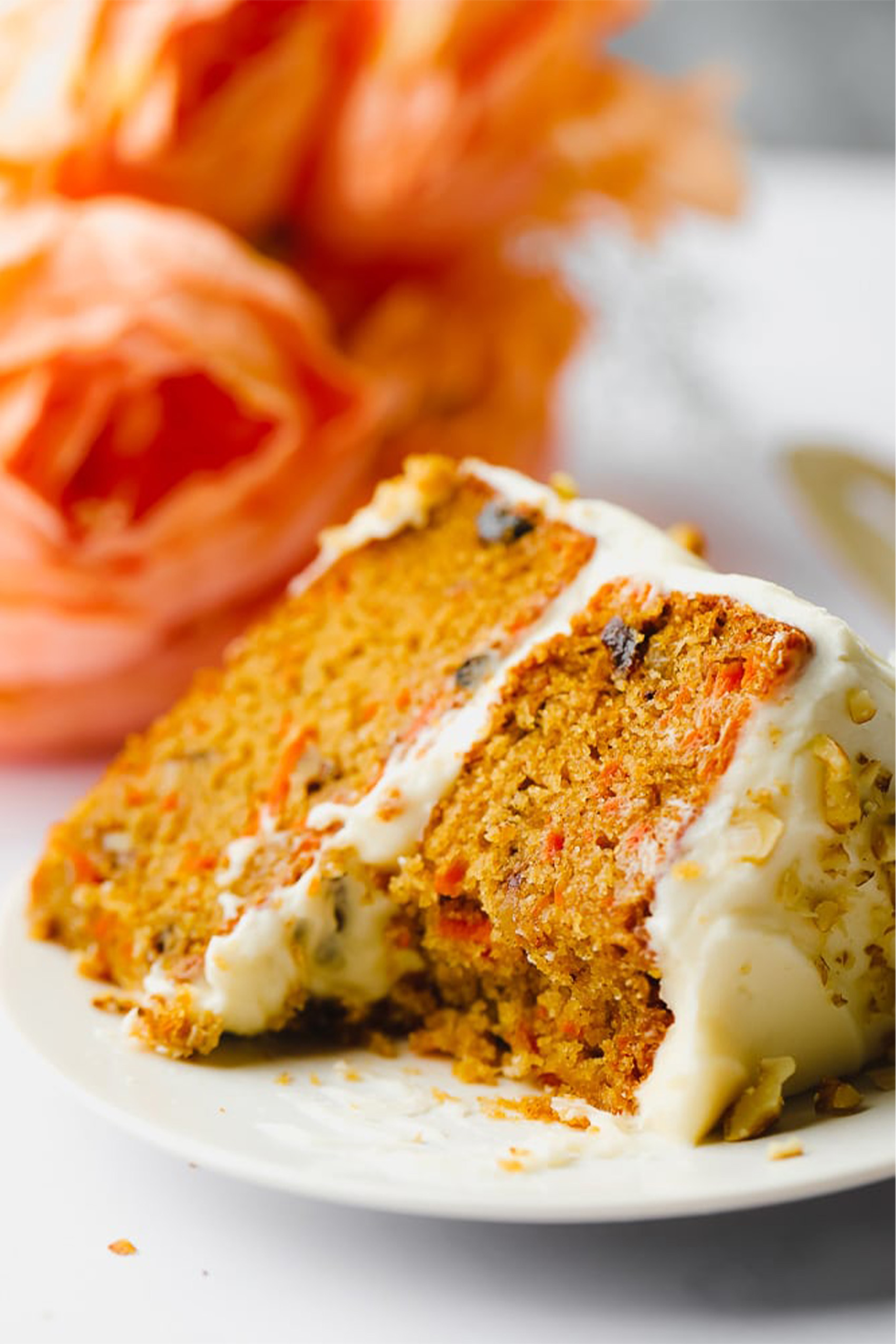 a slice of vegan carrot cake 