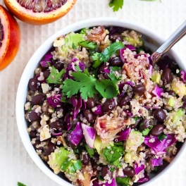 Full of juicy blood oranges, protein-packed quinoa & black beans, & tons of veggies, this Blood Orange Quinoa Salad is perfect for a light dinner or lunch!