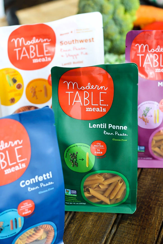 A collection of Modern Table Meals legume pastas