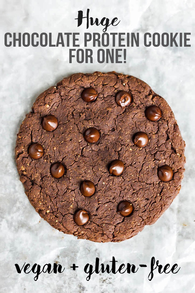 A HUGE chocolate protein cookie that will satisfy your sweet cravings! Healthy enough to have for breakfast, vegan & gluten-free. Plus, it's super tasty!