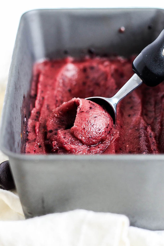 You only need three simple ingredients for this healthy & refreshing Cherry Watermelon Sorbet. A delicious, fruity treat that's vegan & gluten-free!