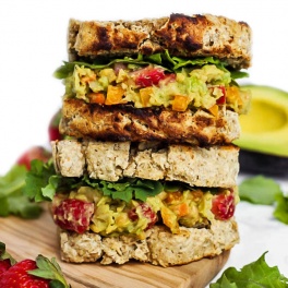 You'll look forward to lunch when you bring a Strawberry Avocado Chickpea Salad Sandwich! There's lots of fresh vegetables & protein for a healthy lunch.