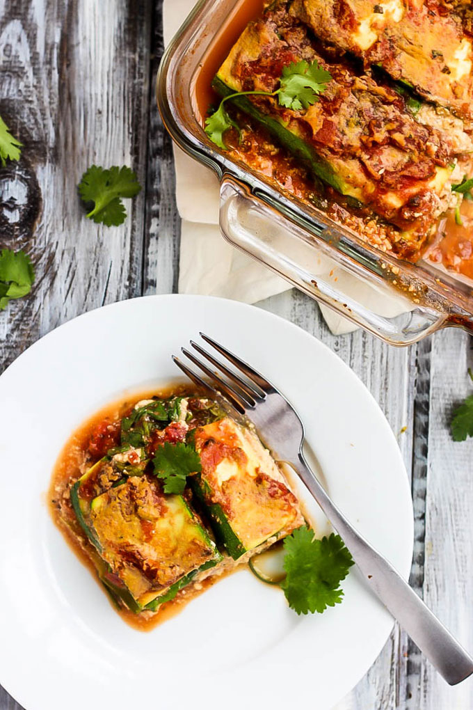 A lighter spin on a classic comfort food, this Vegan Zucchini Lasagna is filling & packed with vegetables. The tofu ricotta tastes just like the real stuff!