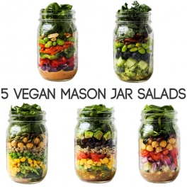 Pack one of these 5 vegan mason jar salad recipes for a healthy lunch on-the-go! They're easy to assemble ahead of time & full of nutritious ingredients.