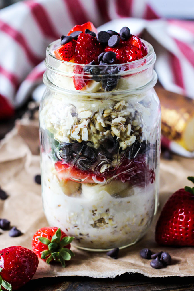 This classic dessert gets a healthy breakfast makeover! Make some Overnight Banana Split Oatmeal to have a tasty breakfast waiting for you in the morning.