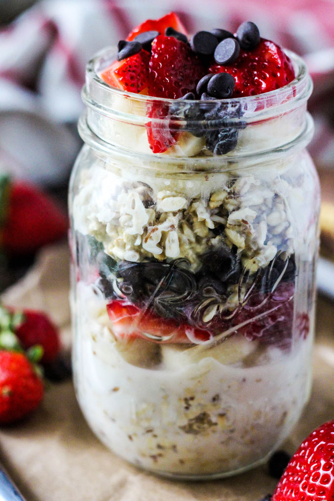 This classic dessert gets a healthy breakfast makeover! Make some Overnight Banana Split Oatmeal to have a tasty breakfast waiting for you in the morning.