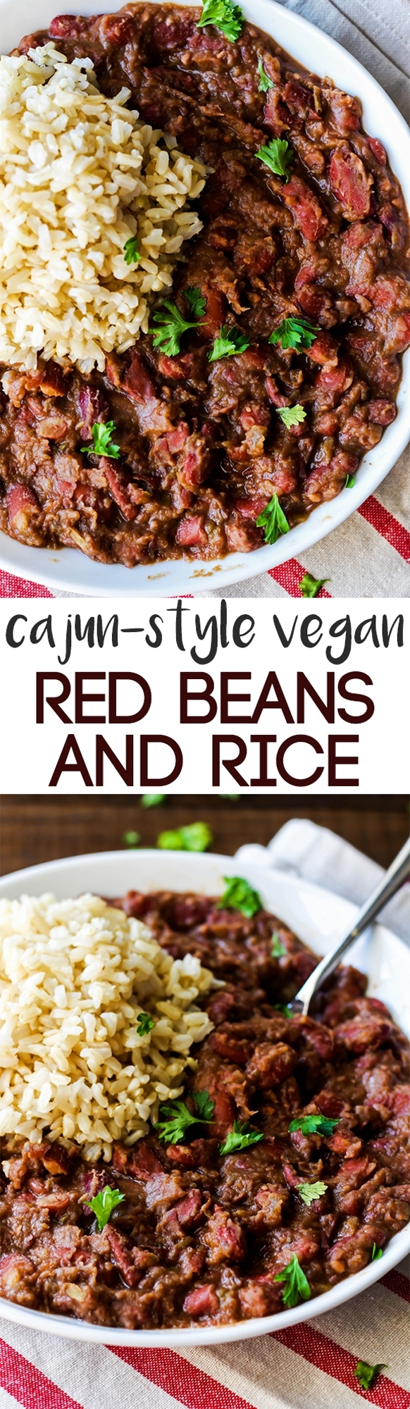 These Cajun-Style Vegan Red Beans and Rice are a healthy version of the traditional Louisiana dish, but are still just as satisfying and flavorful!