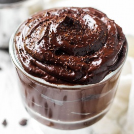 a cup of avocado chocolate pudding