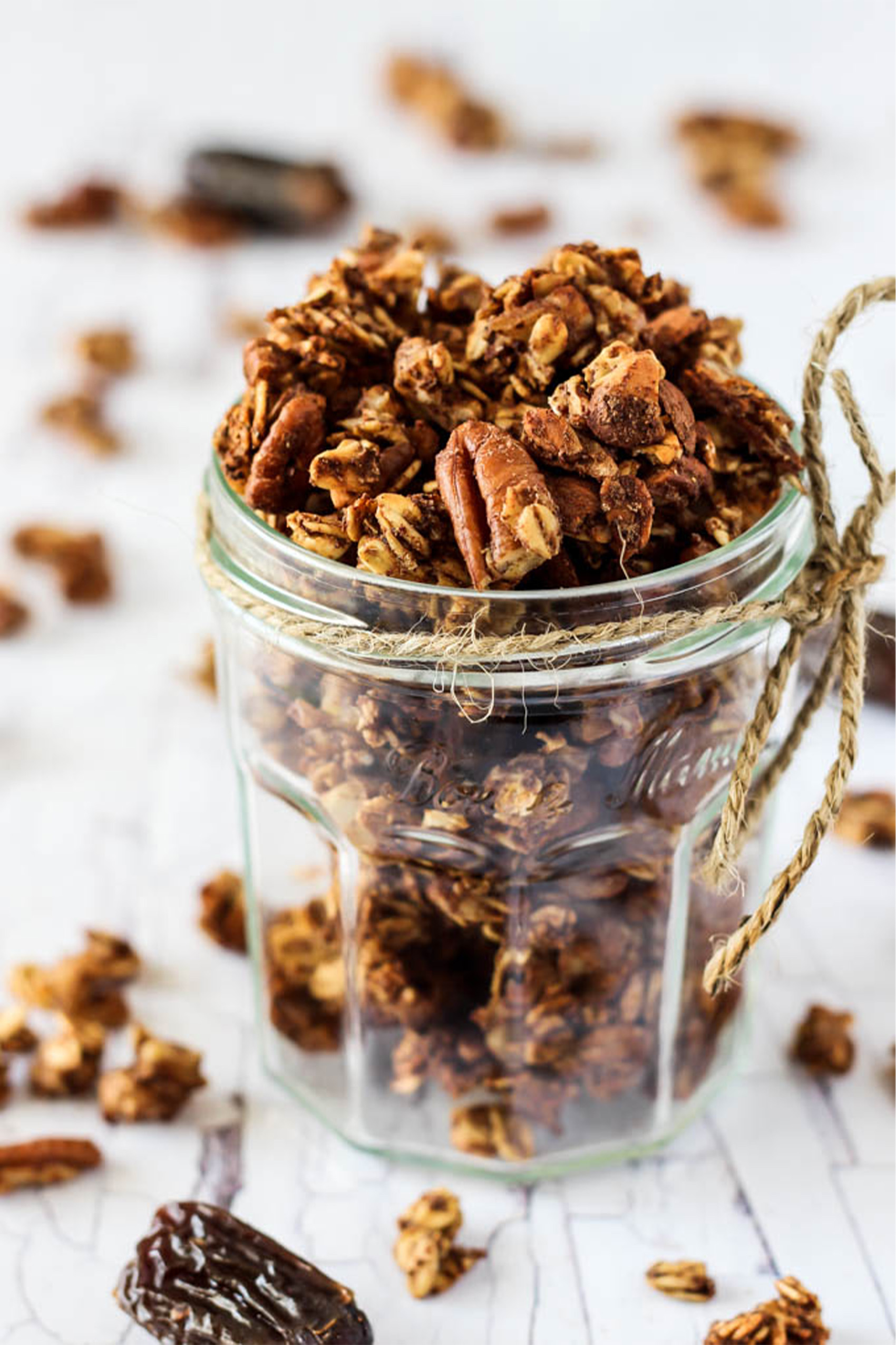 a mason jar filled with homemade granola