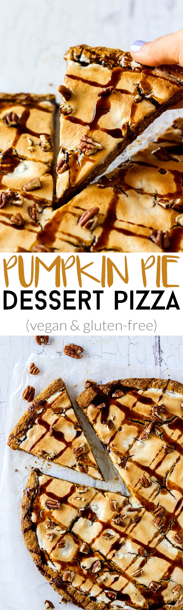 If you're looking for a fun dessert for the holidays, this sweet Pumpkin Pie Dessert Pizza is for you! It's flavorful, vegan, gluten-free and easy to make.