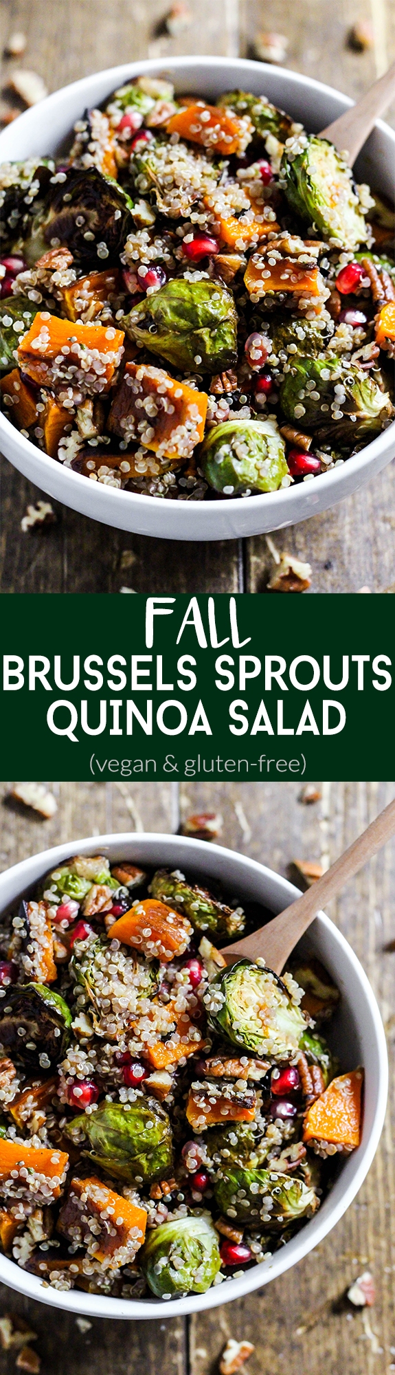 Enjoy the comforting flavors of the season in this Fall Brussels Sprouts Quinoa Salad! It's sweet and salty in a healthy side dish. (vegan & gluten-free)