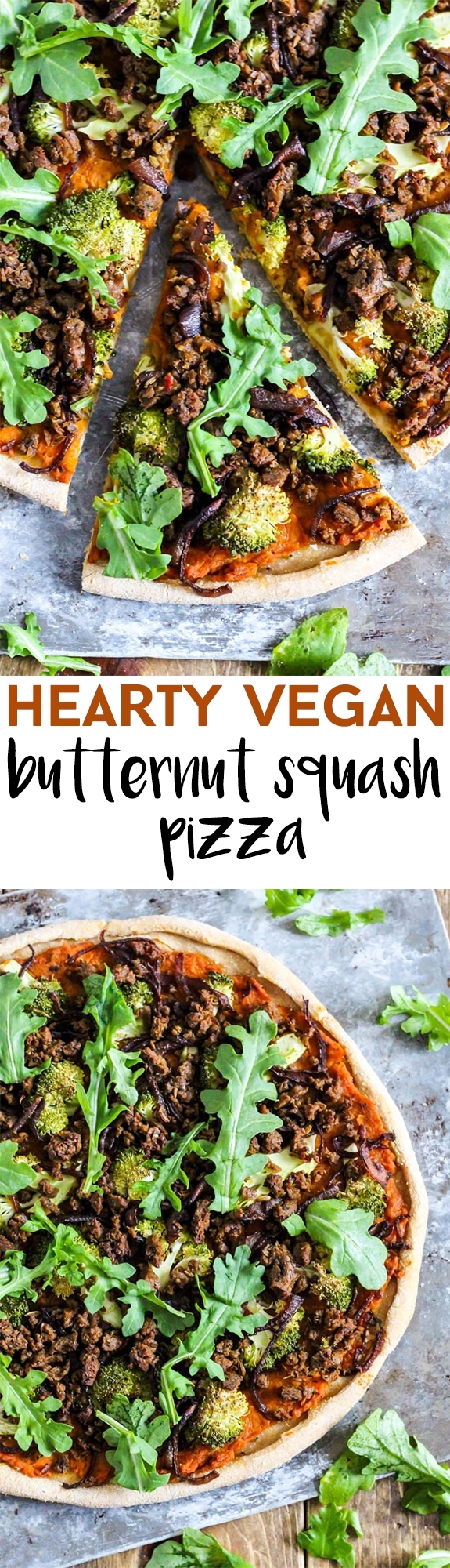 Put a twist on pizza night by making this Hearty Vegan Butternut Squash Pizza loaded with vegetables! It is full of plant protein, flavorful & whole wheat.