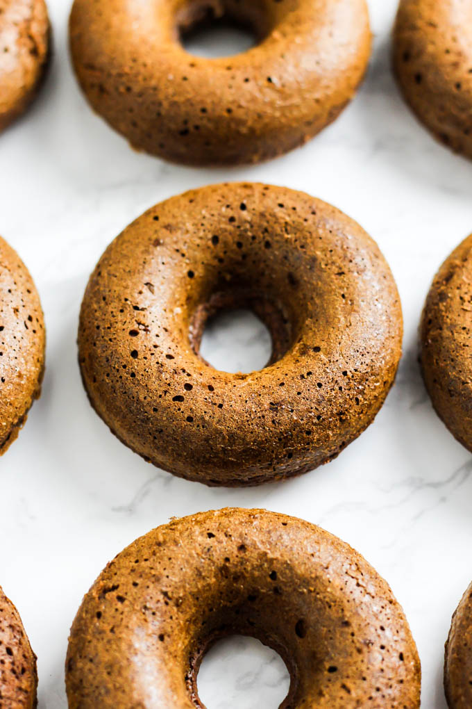 a batch of vegan baked donuts
