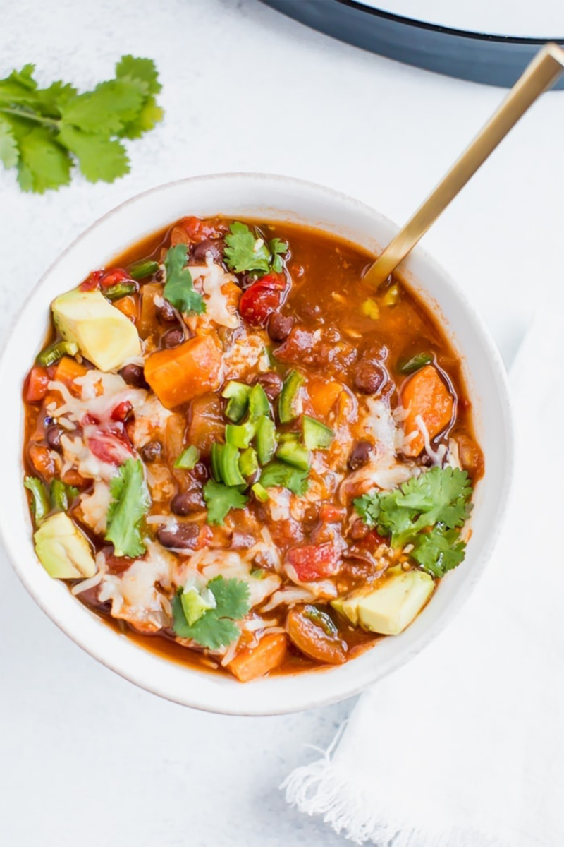 a bowl of sweet potato chili