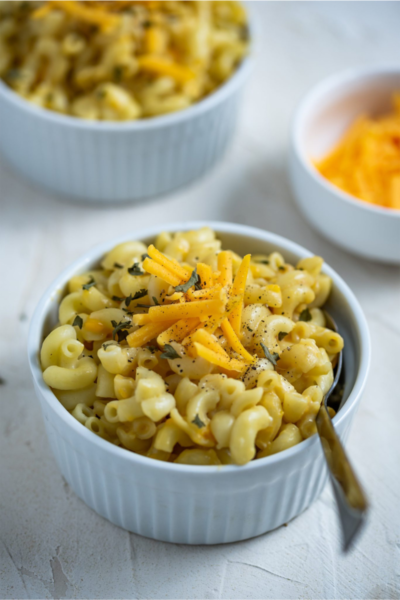 a few bowls of vegan mac and cheese