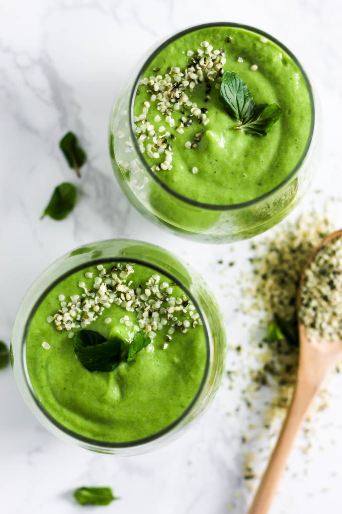 This Mango Mint Avocado Smoothie is a perfect refreshing drink to enjoy for breakfast or a snack. Naturally sweet from mango & satisfying thanks to avocado!