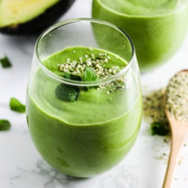 This Mango Mint Avocado Smoothie is a perfect refreshing drink to enjoy for breakfast or a snack. Naturally sweet from mango & satisfying thanks to avocado!