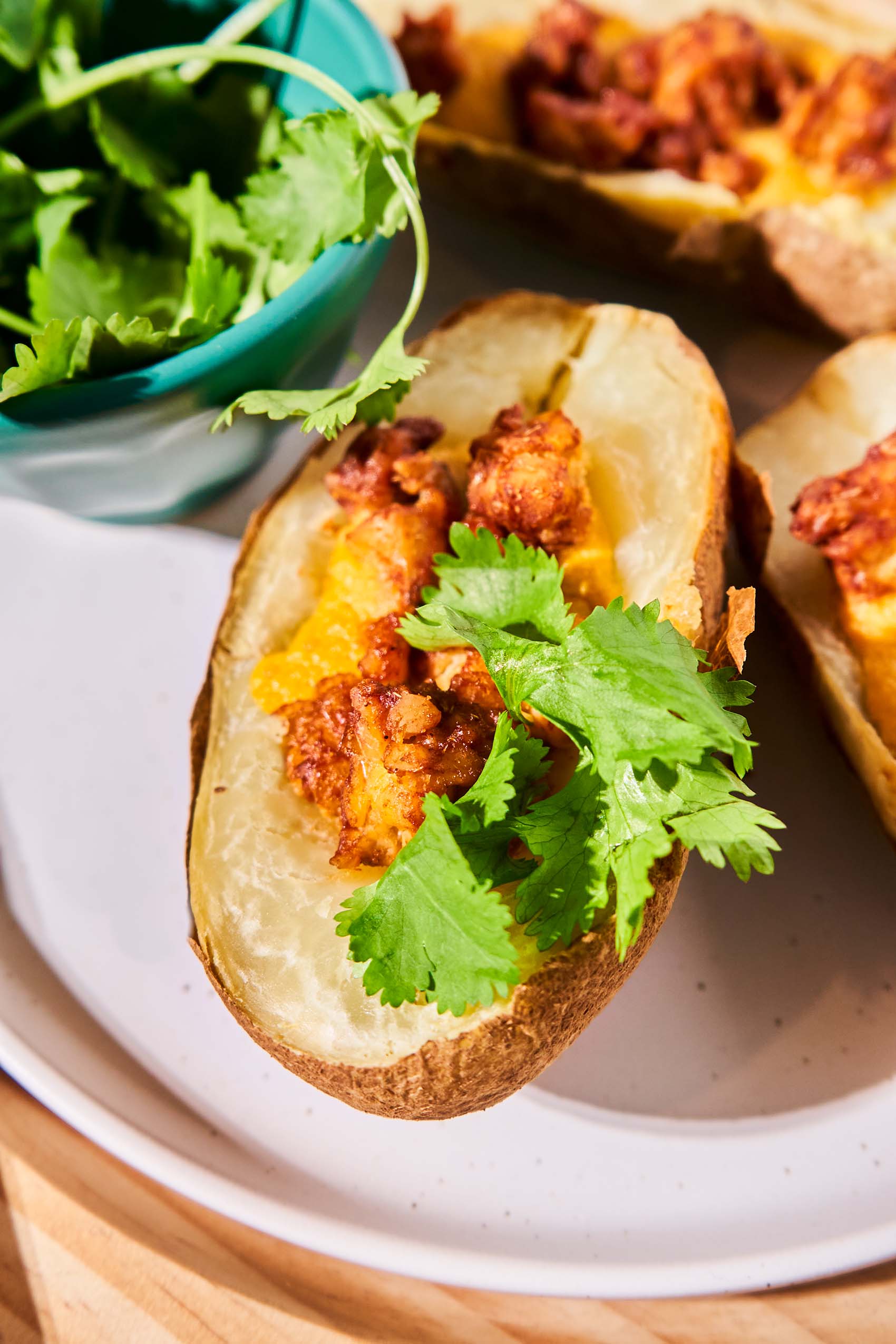 a tray of loaded potato skins 