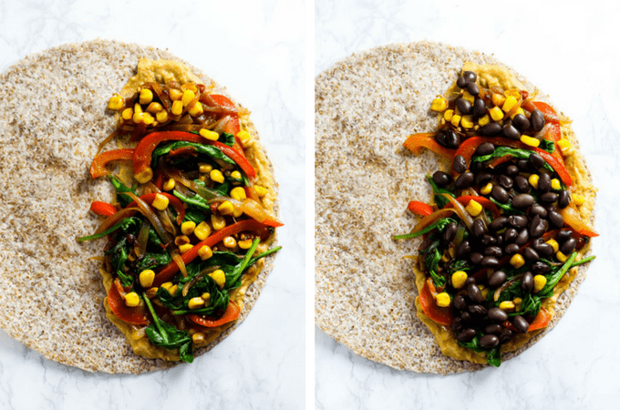 Enjoy this Vegan Quesadilla with Hummus & Vegetables for a healthy, flavorful meal or appetizer that is irresistible! Don't forget the guac. (gluten-free)