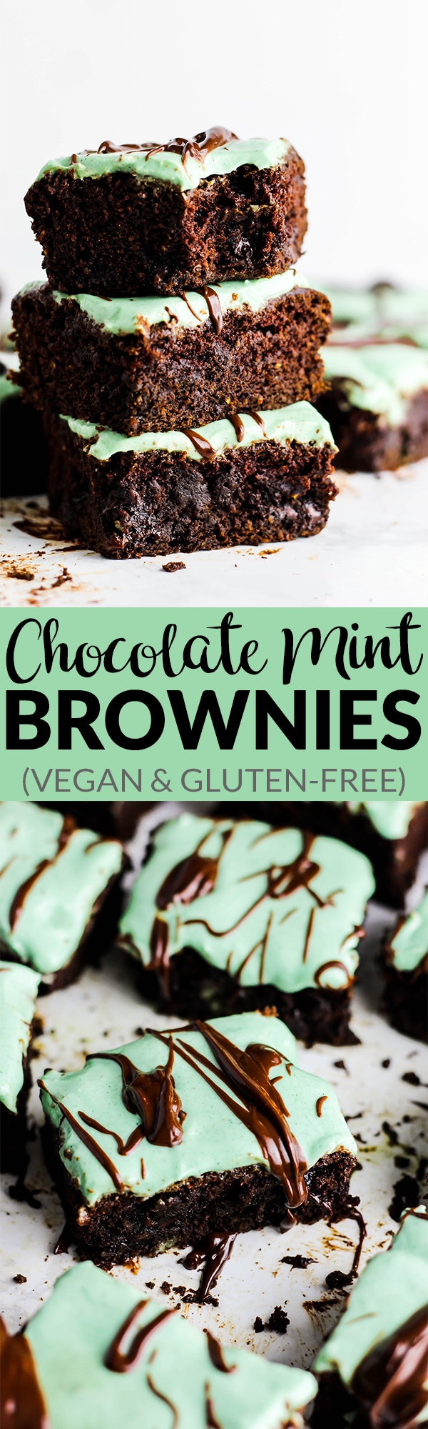 Your favorite healthy brownie recipe just got better! These Chocolate Mint Brownies are dense, chocolate-y & full of fresh mint flavor. Vegan & gluten-free!