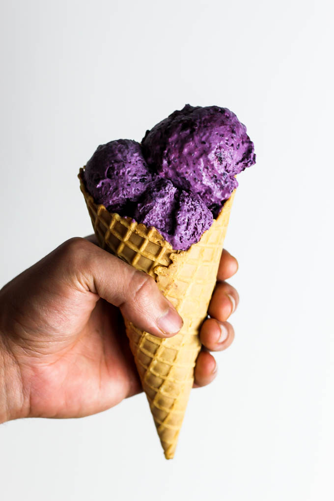 Cool off with a scoop of this refreshing Blueberry Vegan Frozen Yogurt! It's the perfect fruity dessert, plus you could even enjoy it for breakfast. Yum!