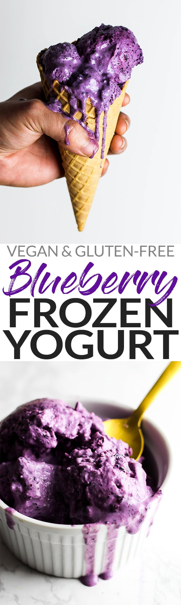 Cool off with a scoop of this refreshing Blueberry Vegan Frozen Yogurt! It's the perfect fruity dessert, plus you could even enjoy it for breakfast. Yum!