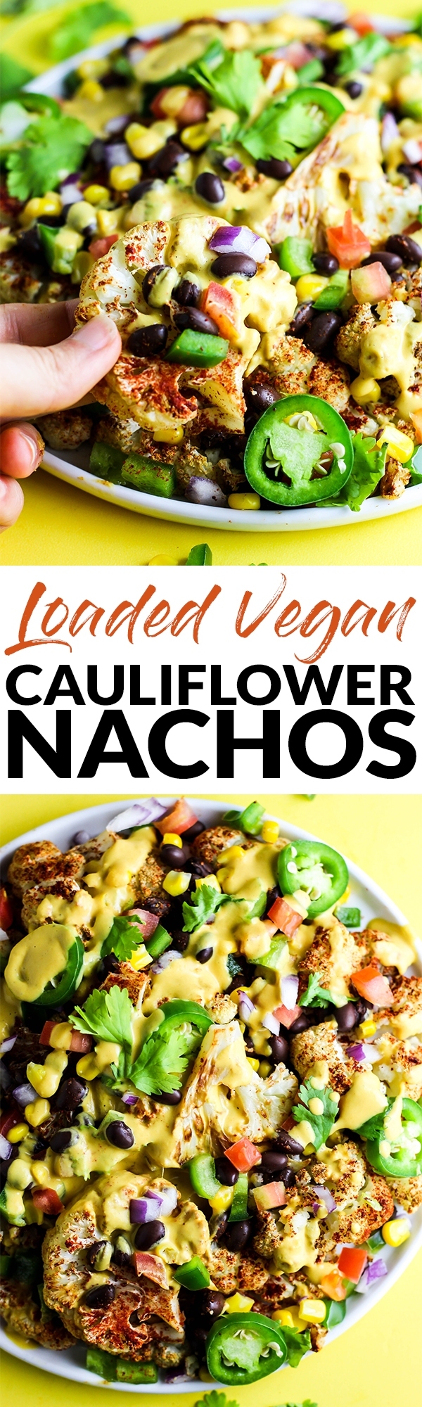 Not only are these vegan Loaded Cauliflower Nachos great for a party, but they're simple enough for a weeknight meal! Don't forget the creamy cashew queso.