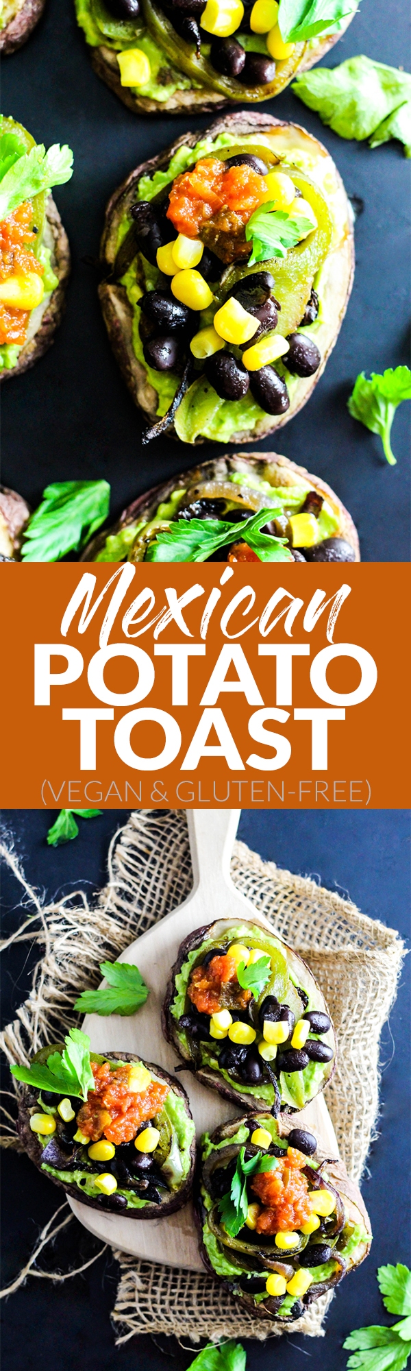 This Mexican Potato Toast is easy to make in just minutes and complete with your favorite toppings like avocado, black beans & salsa! Vegan & gluten-free.