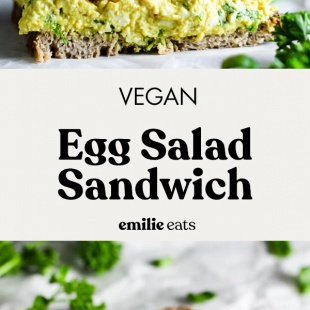 Pack a Vegan Egg Salad Sandwich for your lunch for a flavorful, simple meal! This plant-based version of the classic is even more delicious & nutritious. It's made with House Foods tofu to celebrate National Soyfoods Month! #sandwich #lunch #prep #easylunch #eggsalad #packed #healthy #vegetarian #dairyfree