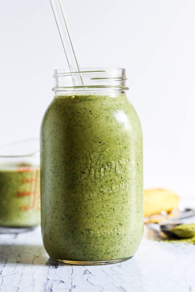 A healthy, refreshing breakfast or snack, this Banana Matcha Green Tea Smoothie is simple to throw together in a hurry. So creamy! (vegan & gluten-free)