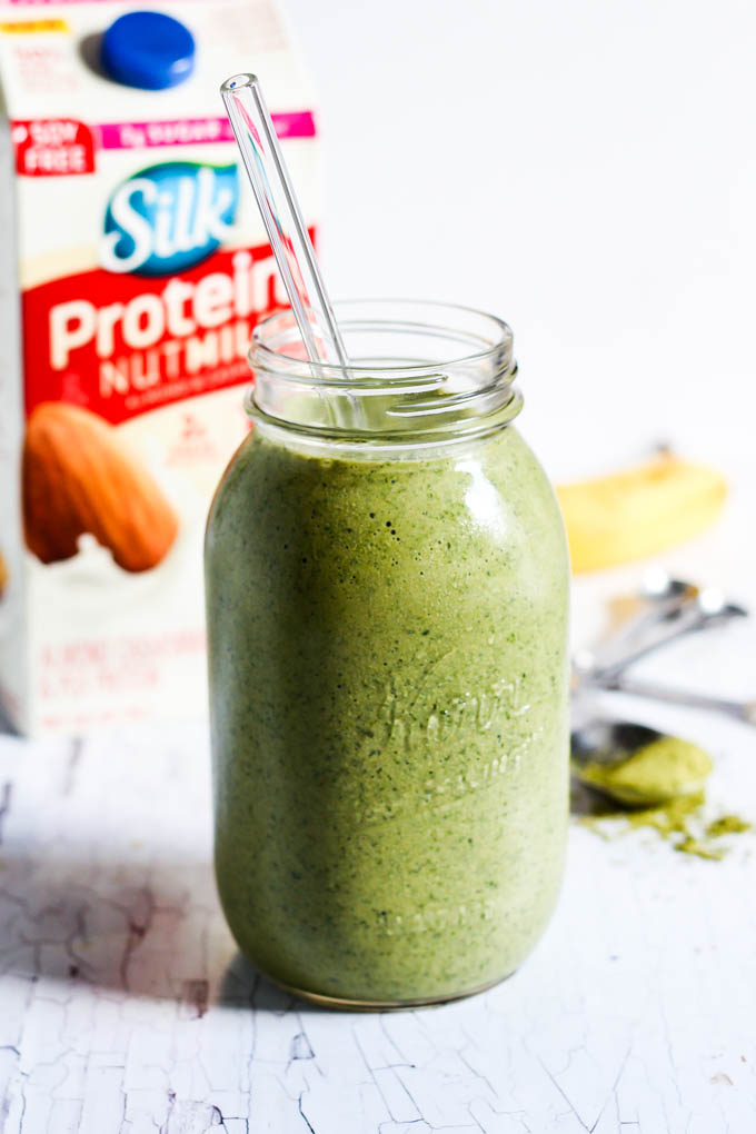 A healthy, refreshing breakfast or snack, this Banana Matcha Green Tea Smoothie is simple to throw together in a hurry. So creamy! (vegan & gluten-free)