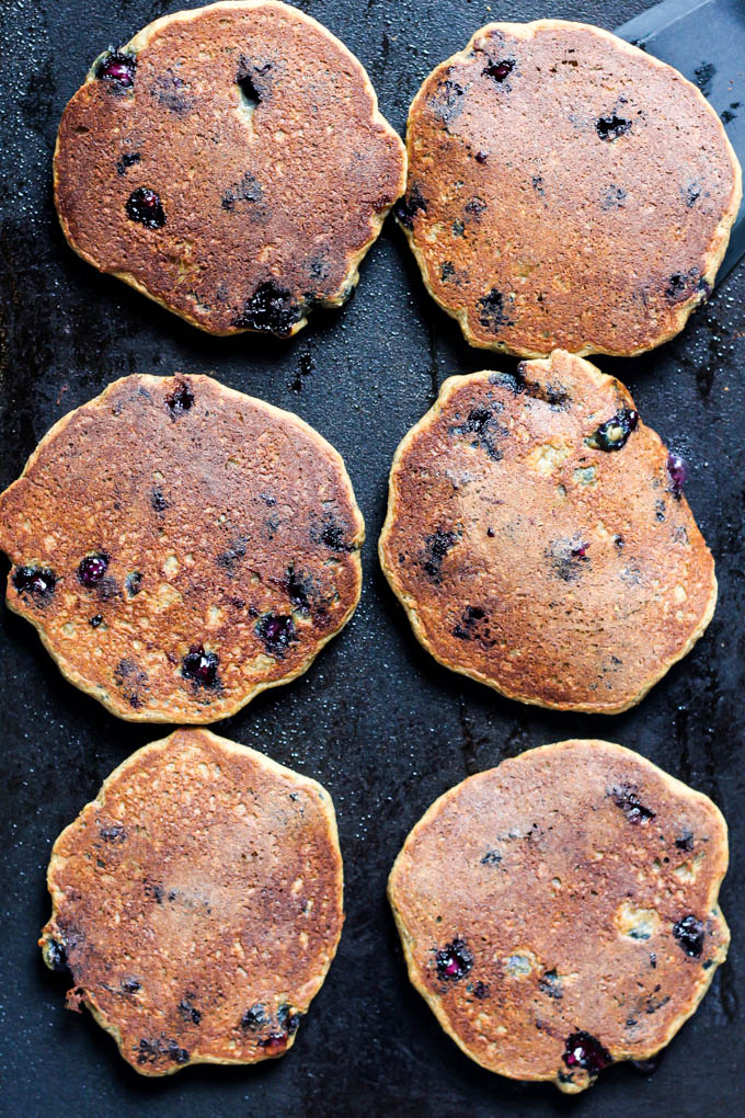 These Blueberry Vegan Protein Pancakes aren't just for the weekend! They're made in the blender, which means less time from start to breakfast. Gluten-free!