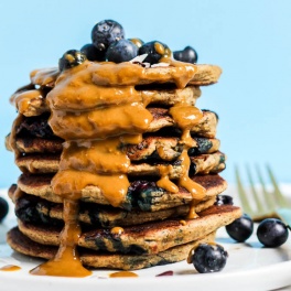 These Blueberry Vegan Protein Pancakes aren't just for the weekend! They're made in the blender, which means less time from start to breakfast. Gluten-free!