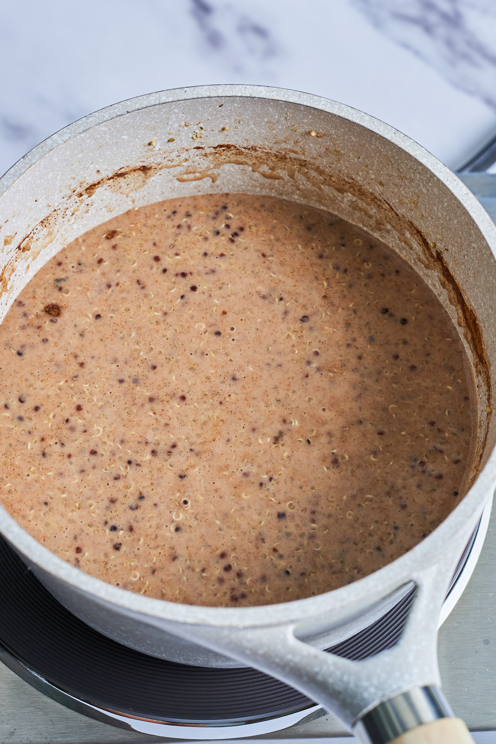 a pot of quinoa simmering