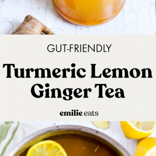 yellow tea made with turmeric, lemon, and ginger