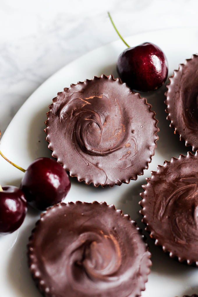a batch of cherry chocolate coconut butter cups