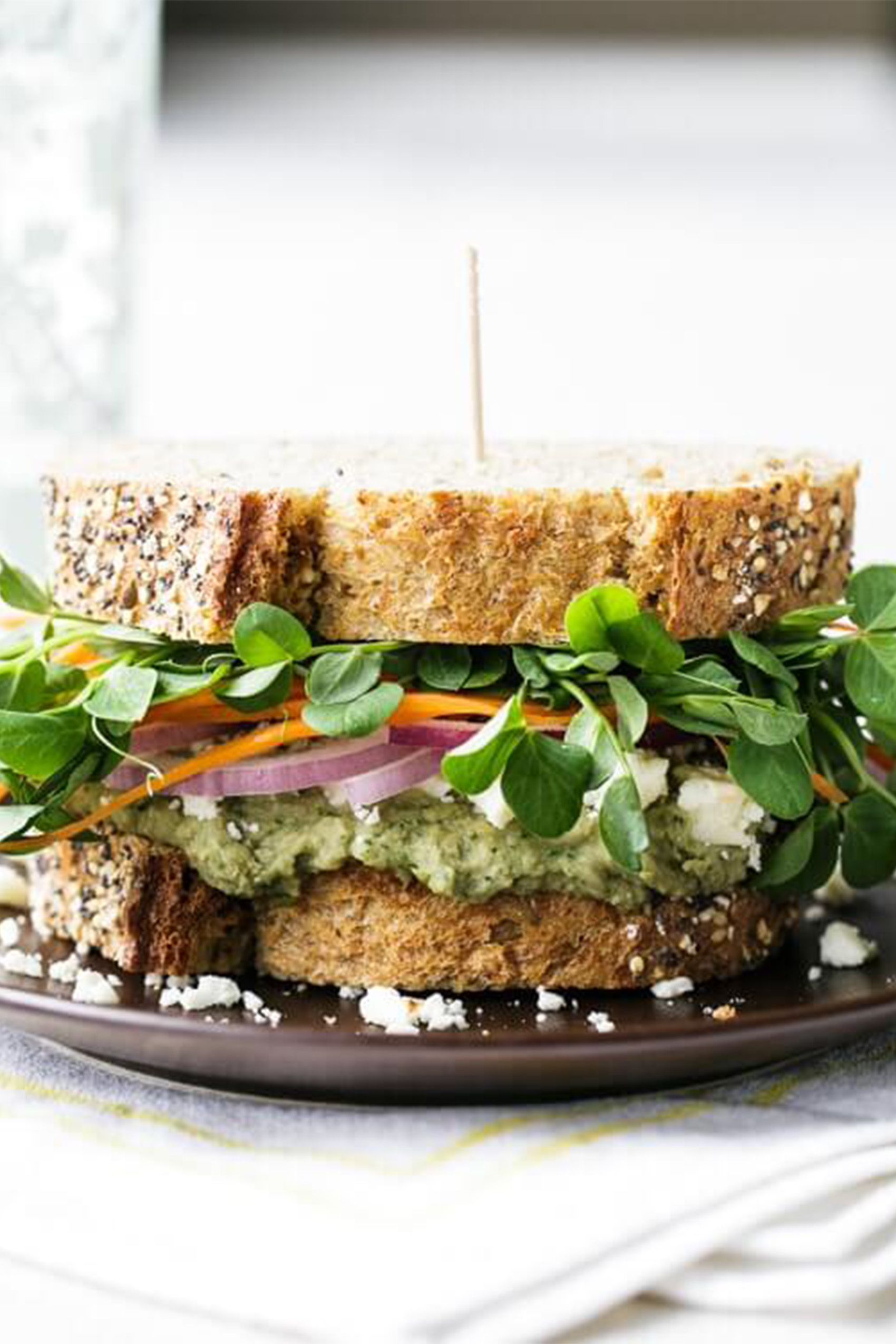 a veggie and hummus sandwich